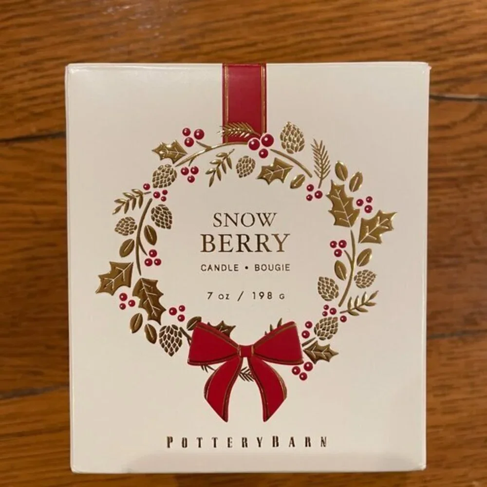NWT Pottery Barn Snow Berry Candle With Box 7oz